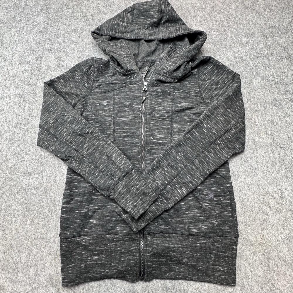 Gaiam Hoodie Womens Medium Gray Full Zip Knit Thumbhole Yoga Sweatshirt